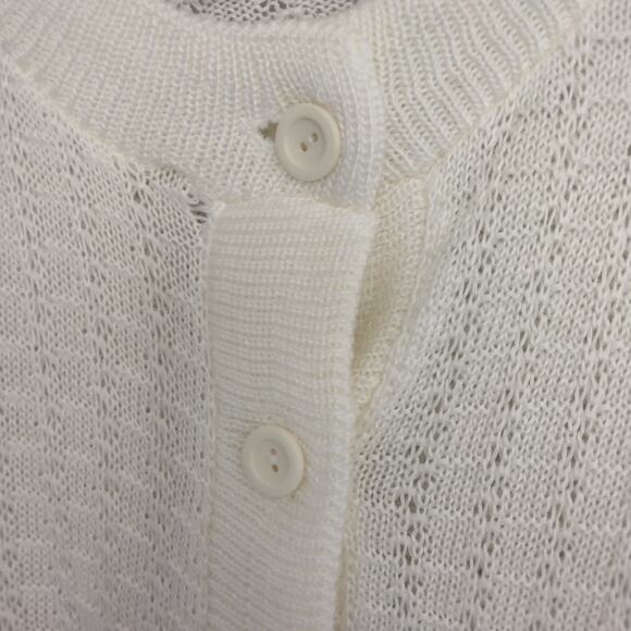 Vintage Blair Women's Sz M Cream Crochet Cardigan Granny Prairie Core USA Made - Picture 3 of 6